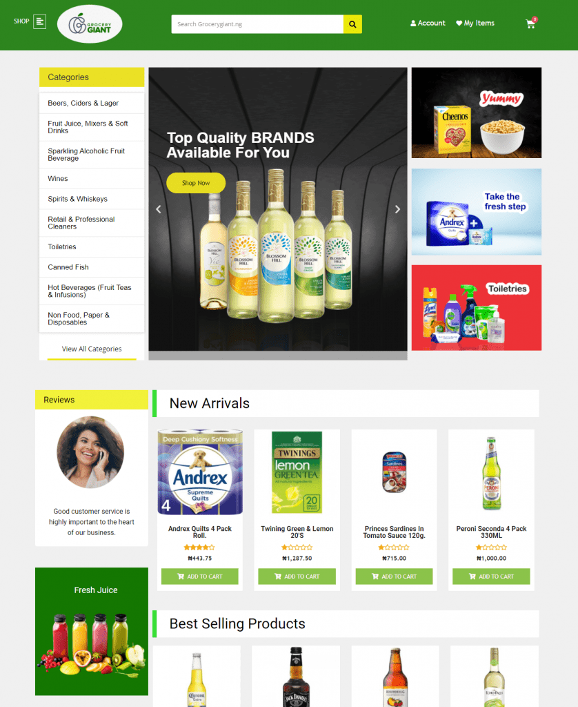 Ecommerce Design Grocery Giant - Web Designers In Lagos- Greenmouse